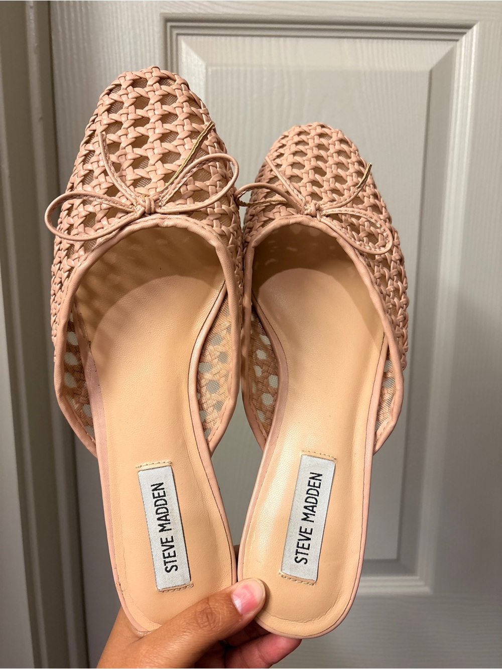 Steve Madden Woven Ballet Mules in Blush Pink